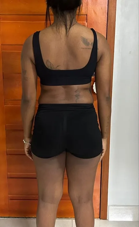 Antes: Stefany Ângelos após a gestação